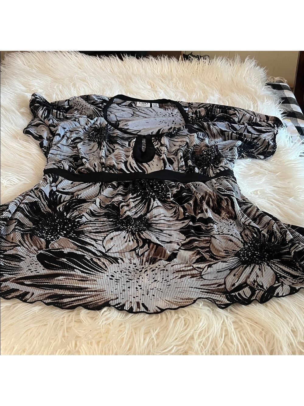 Cato Black and White Floral Blouse